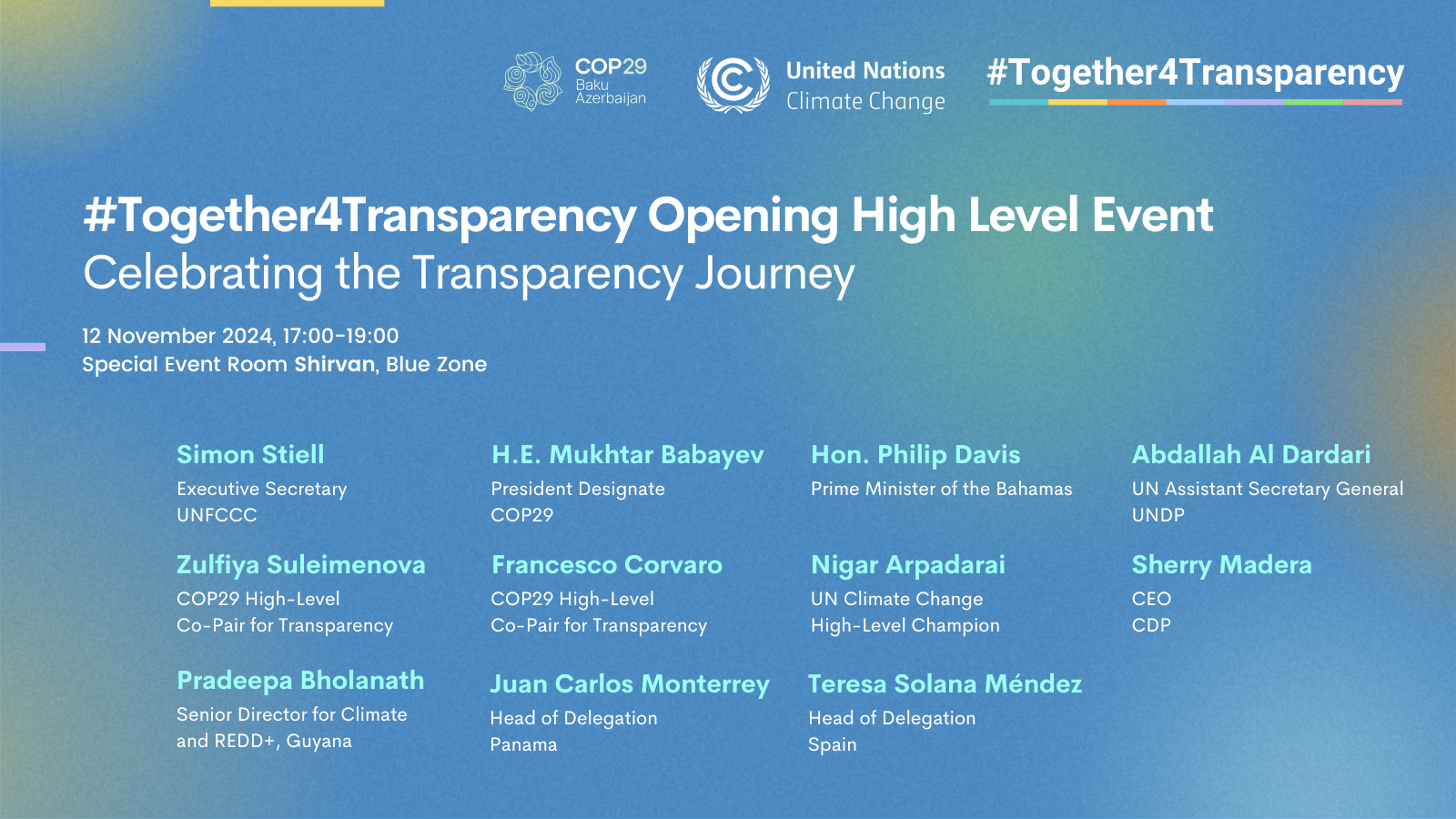COP29 #Together4Transparency Opening High-Level Event