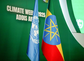 UN and Ethiopia flags