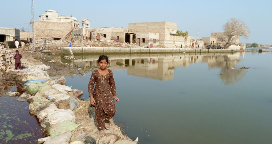 Flooded village Sindh Province Pakistan