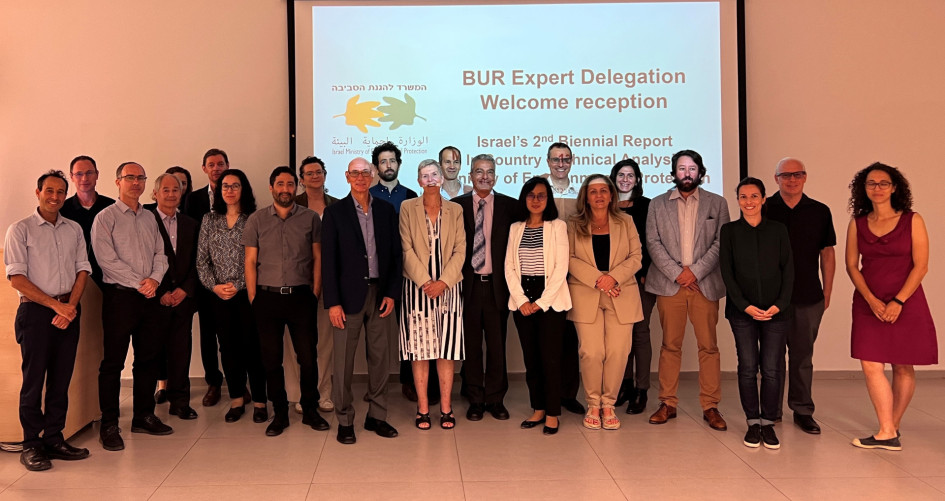 Technical experts, Israeli national experts and UN Climate Change representatives pose for a photo in Jerusalem during the first-ever in-country technical analysis of a Party’s biennial update report.