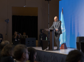 Simon Stiell delivers opening remarks at the first Climate Week of 2025