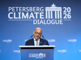 UN Climate Change Executive Secretary Simon Stiell speaks at Petersberg.